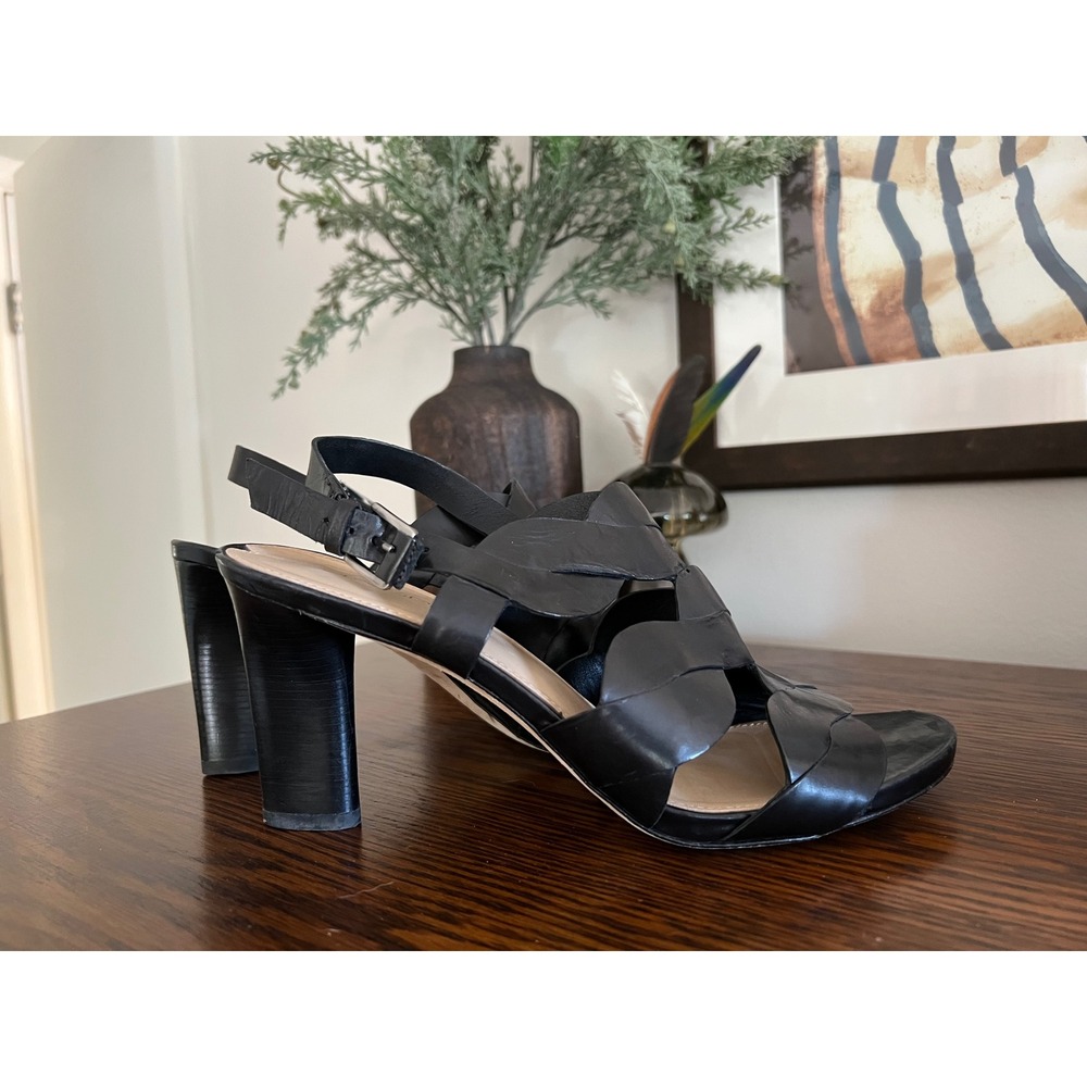 Via Spiga Black Leather Petal Slingback Heels 9